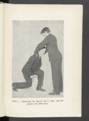 Tafel 27. Niederringen des Gegners auf ein Knie; nach dem Erheben aufs andere Knie