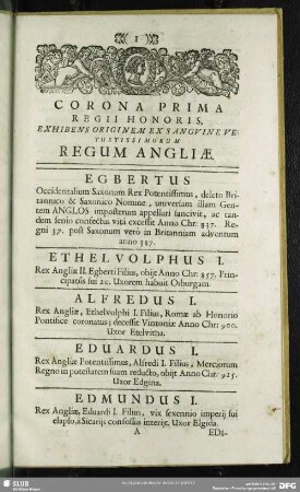 Corona Prima Regii Honoris, Exhibens Originem Ex Sanguine vetustissimorum Regum Angliae