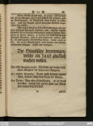Die Grundsätze dererjenigen, welche ein Land glücklich machen wollen.