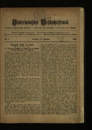 Niederrheinischer Geschichtsfreund / 1881