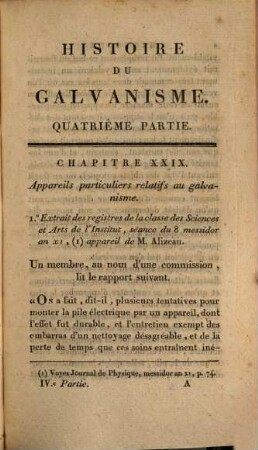 Histoire du Galvanisme; et analyse des différens ouvrages publiés sur cette découverte, depuis son origine jusqu'à ce jour, 4