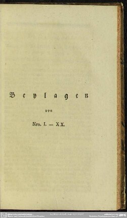 Beylagen von Nro. I. - XX.