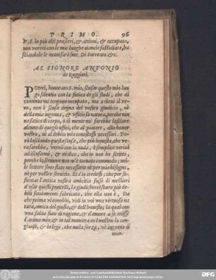 Al Signore Antonio de Ruggieri.