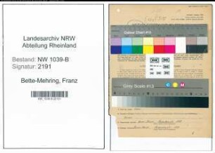Entnazifizierung Franz Bette-Mehring , geb. 01.02.1905 (Friseur)