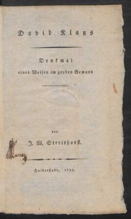 David Klaus : Denkmal eines Weisen im groben Gewand