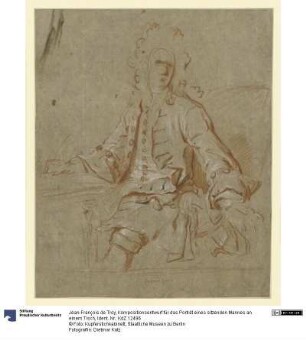 Kompositionsentwurf für das Porträt eines sitzenden Mannes an einem Tisch