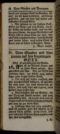 IV. Vom Glauben und Vertrauen auf den dreyeinigen Gott.