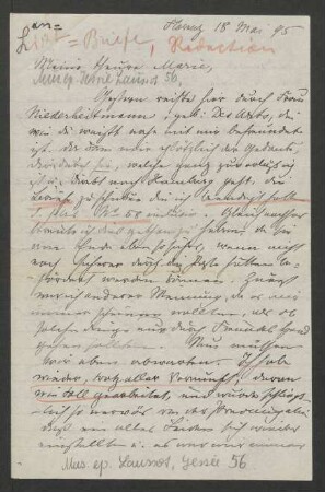 Brief an Marie von Bülow : 18.05.1895