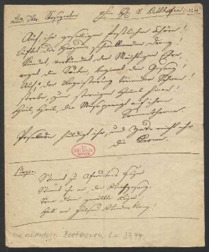 Handschriftliches Blatt mit deutschen und italienischen Gedichten