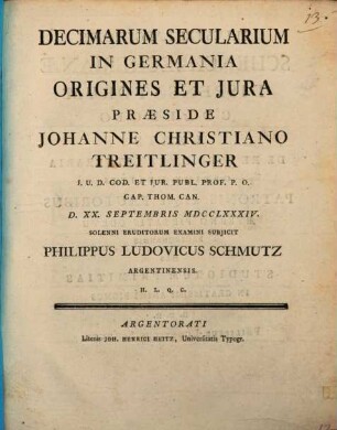 Decimarum secularium in Germania origines et iura