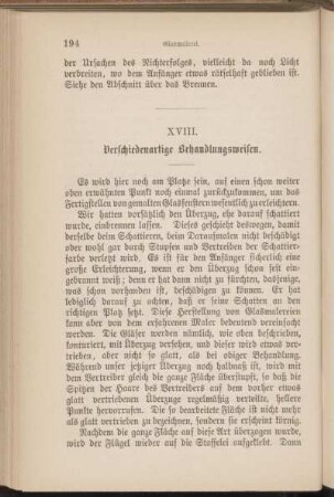 XVIII. Verschiedenartige Behandlungsweisen.