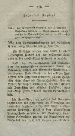 Zehentes Kapitel. Ueber das Vormundschaftswesen des Hofgerichts - Verfassung desselben - Gerichtsbarkeit des Hofgerichts in Vormundschaftssachen - ...