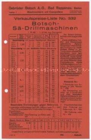 Preisliste Sä-Drillmaschinen