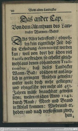 Das ander Cap. Von dem Alterthum des Landecker Warmen-Bades