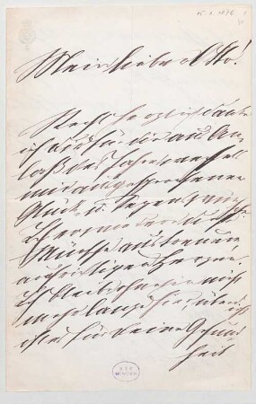 Ludwig II. von Bayern (1845 - 1886) Autographen: Brief von Ludwig II. an König Otto von Bayern - BSB Autogr.Cim. Ludwig .30