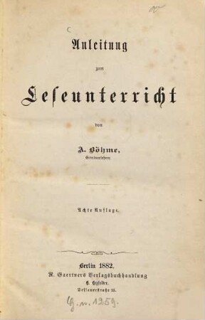 Anleitung zum Leseunterricht