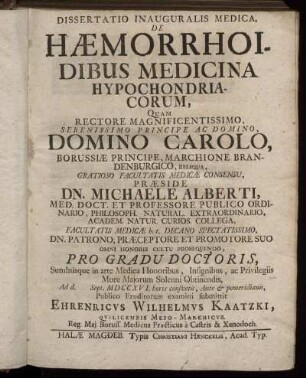 De Hæmorrhoidibus Medicina Hypochondriacorum,