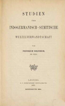 Studien über indogermanisch-semitische Wurzelverwandtschaft