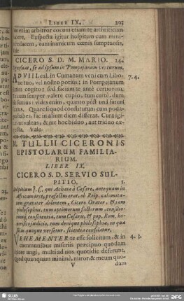 Liber IX. Cicero S. D. Servio Sulpitio