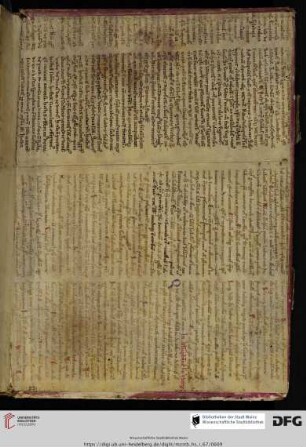 Aus eine zweispaltigen Hs. des 12./13. Jh.s: Honnorius Augustodunensis, Speculum ecclesiae; Expositio missae