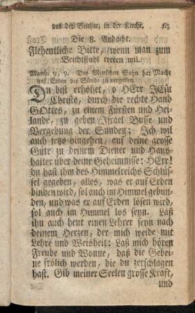 Die 8. Andacht. Flehentliche Bitte, wenn man zum Beichtstuhl treten wil.