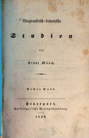 Biographisch-historische Studien, 1