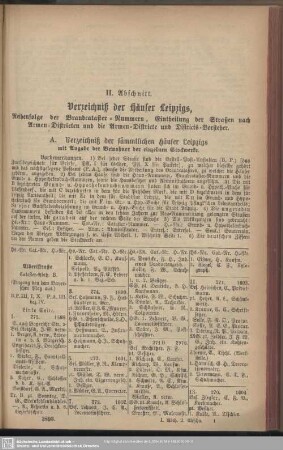 II. Abschnitt. Verzeichnis der Häuser Leipzigs