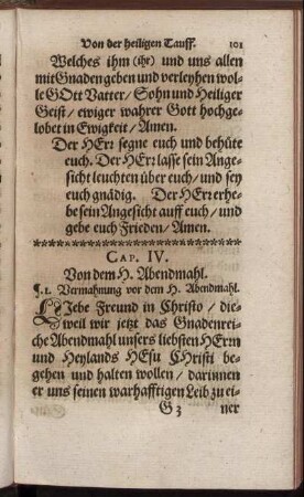 Cap. IV. Von dem H. Abendmahl.