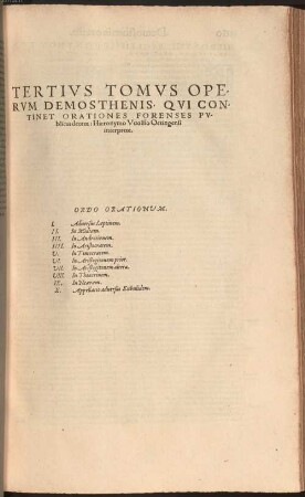 Demosthenis et Aeschinis principum Graeciae oratorum Opera, 3.