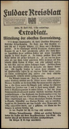 Ausgabe vom Samstag, den 10. April 1915.