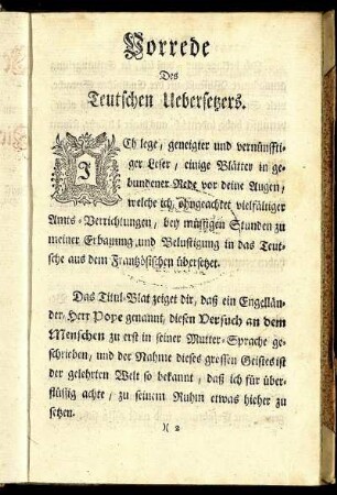 Vorrede Des Teutschen Uebersetzers.