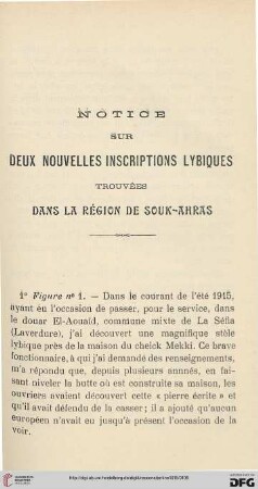Sér. 5: Notice sur deux nouvelles inscriptions lybiques trouvées dans la région de Souk-Ahras