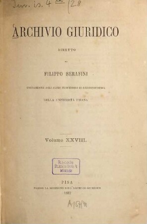 Archivio giuridico. 28. 1882