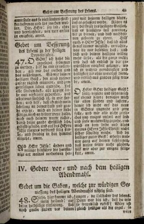 IV. Gebete vor- und nach dem heiligen Abendmahl.
