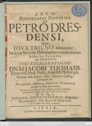Dissertatio Historica De Petro Dresdensi