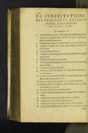 De Substitutionibus Tractatus Antonii Fumei Parisiensis L. C. Clarissimi.