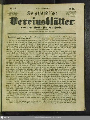 Voigtländische Vereinsblätter : aus dem Volke für das Volk