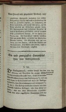 Ein und zwanzigstes Hauptstück. - Zwey und zwanzigstes Hauptstück.