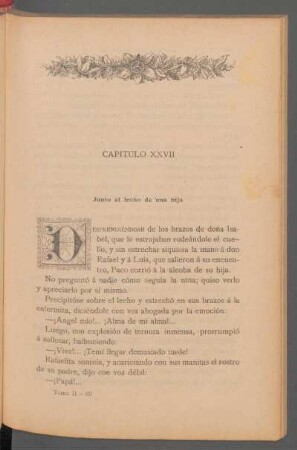 Capítulo XXVII - Junto al lecho de un hija