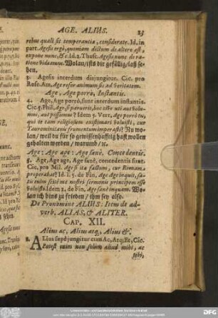 De Pronomine Alius: Item de adverb. Alias, & Aliter. Cap. XII.