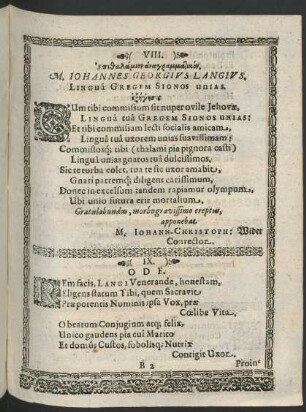 IX. Ode.