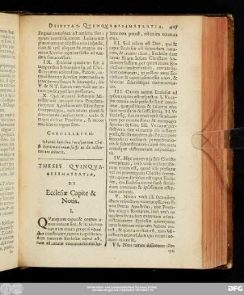 Thesis Quinquagesima Tertia, De Ecclesia Capite & Notis.