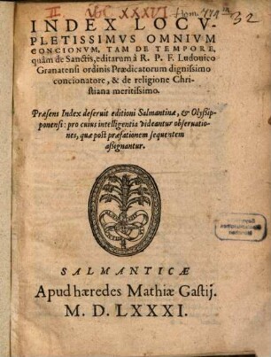 Index locupletissimus omnium concionum ...