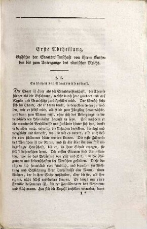 Geschichte der Staatswissenschaft, 1