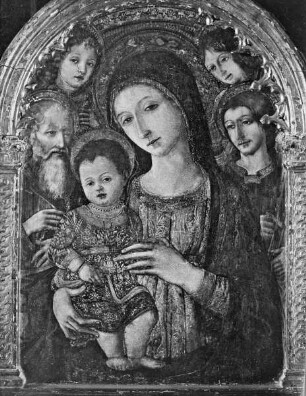 Madonna mit Kind zwischen Heiligen und Engeln
