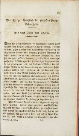 Beiträge zur Geschichte der frühesten Prager Schauspiele