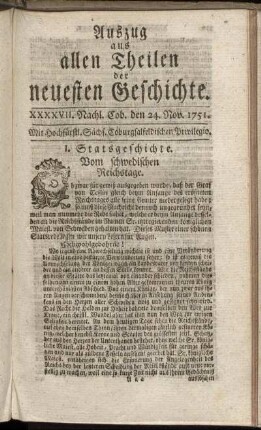 XXXXVII. Nachl. Cob. den 24. Nov. 1751.