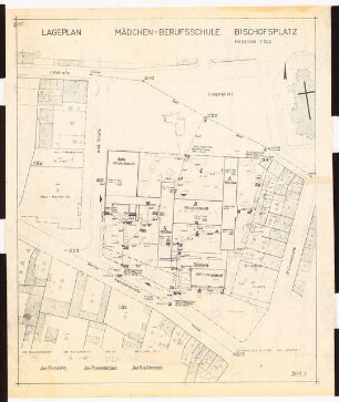 Mädchenberufsschule, Duisburg: Lageplan 1:500 (Zeichnung des Architekten)