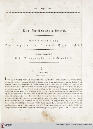 Dritte Abtheilung: Topographie und Statistik