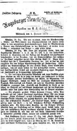 Augsburger neueste Nachrichten : Schwäbischer Kurier. 1873,1/3 = Jg. 12